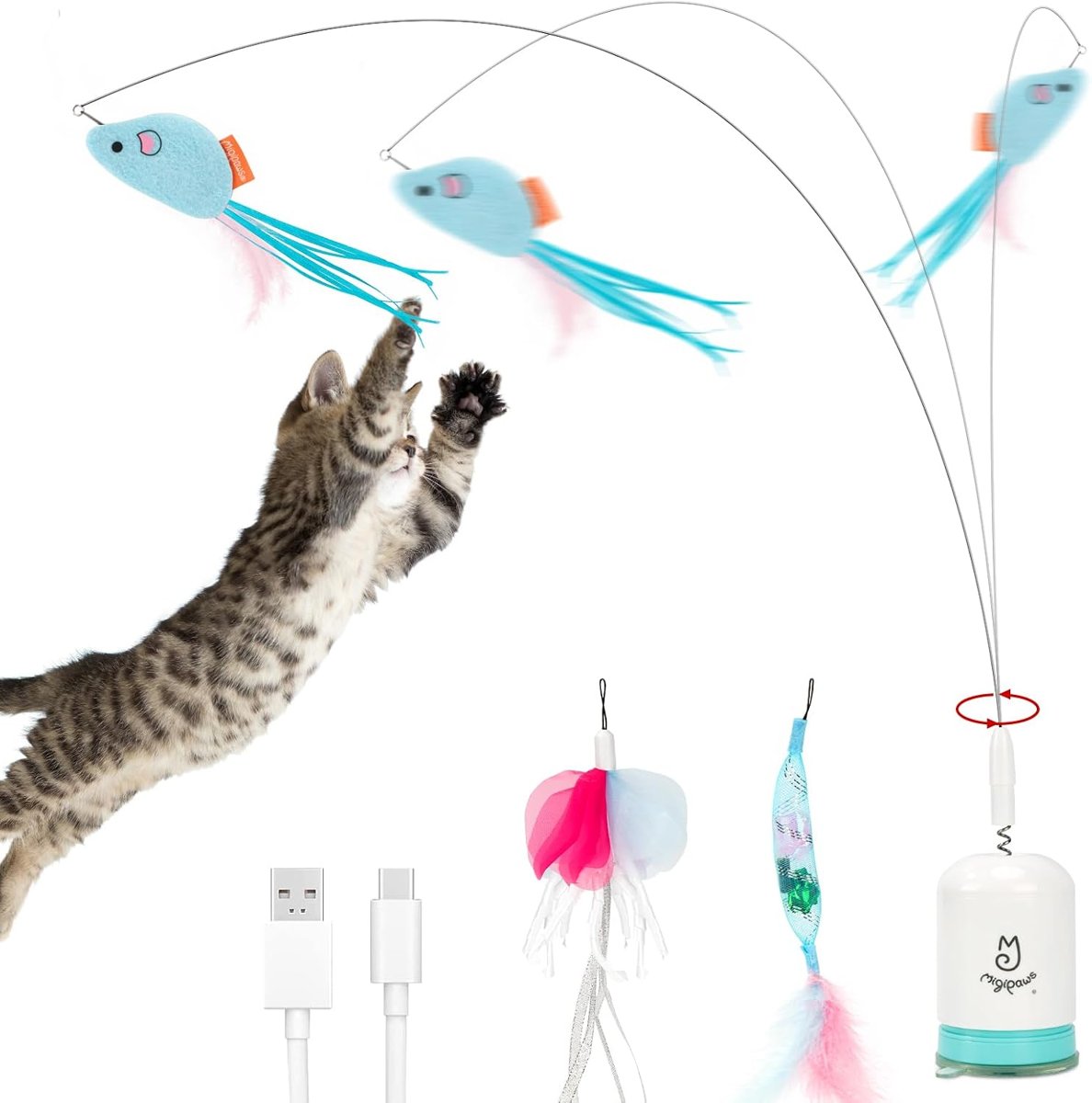 Migi-Teaser Automatic Wand with Suction Cup — White