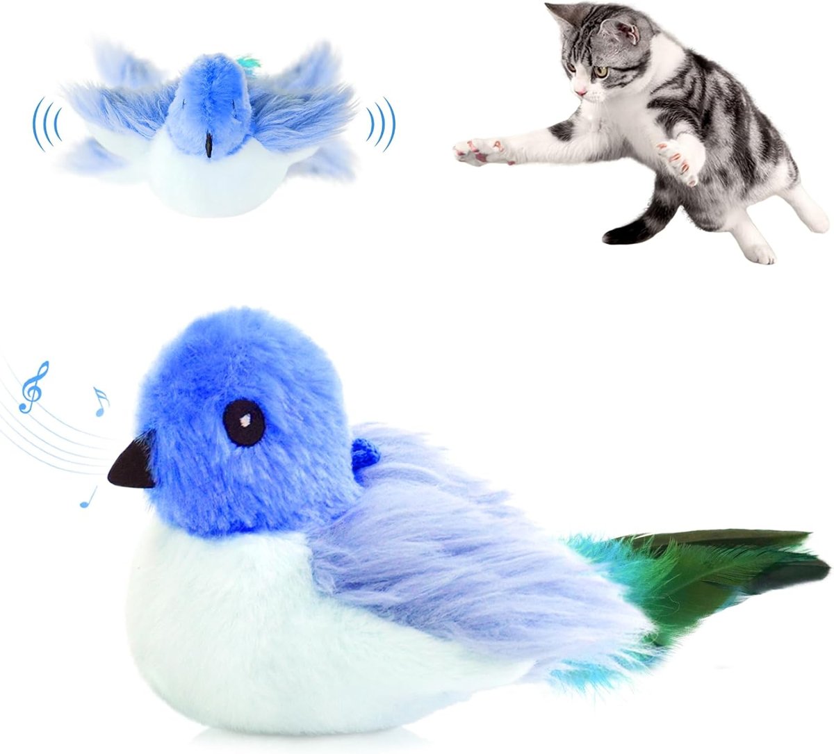 Flapping Amakihi Bird Cat Toy — Green