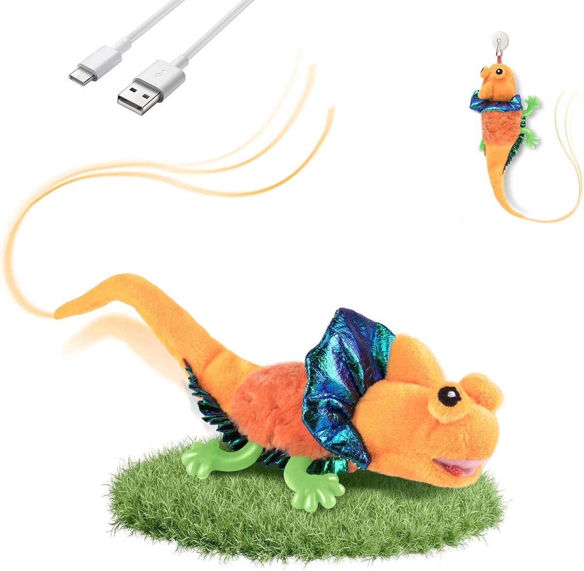 Chirping Lizard Kicker Cat Toy — Orange