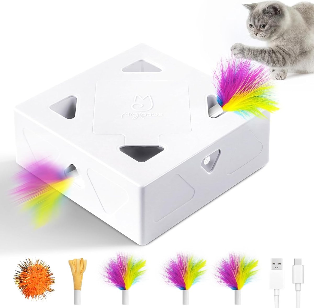 MigiBox 7-Hole Pop-Up Feather Box with Purple PopSkin
