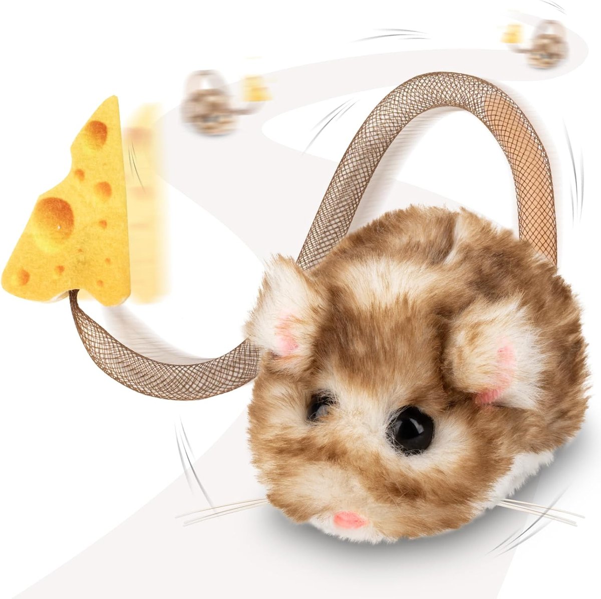 MigiMouse Rolling Cat Toy — Brown, Long Tail
