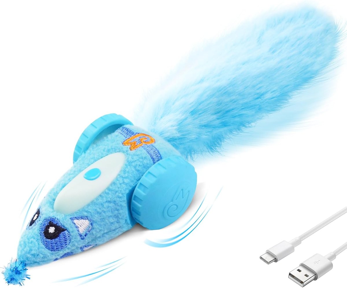 Plush Mouse Car Cat Toy — Blue