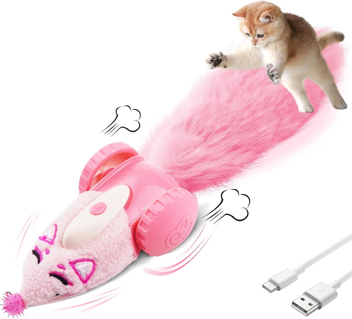 Plush Mouse Car Cat Toy — Pink