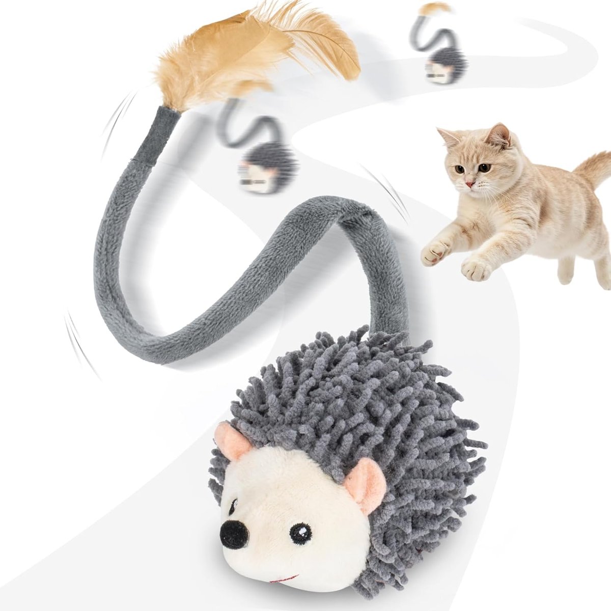 Rolling Hedgehog Cat Toy — Grey
